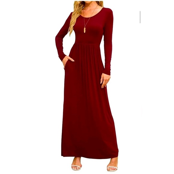 Wine Red Long Sleeve Dress Large | Extra Large Fits Sizes 10 - 16 New With Tag - Picture 1 of 9